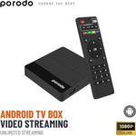 Porodo Android TV Box 1+8 GB Support 4K with BT RCU and USB Dongle Quad Core USB Flash & Connectivity Dual Band WiFi 2.4/5 GHz 1080P Full HD 1GB RAM 8GB Storage – Black 2
