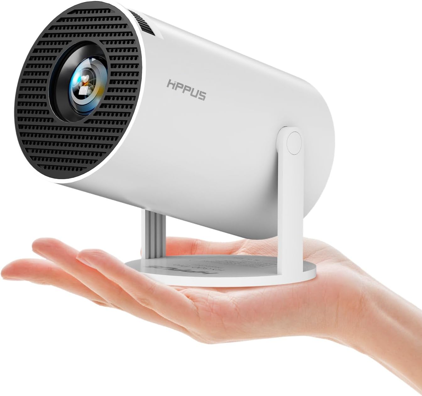 Smart Mini Portable Projector 350ANSI Android 11.0 WiFi Bluetooth 180° Adjustable Stand White