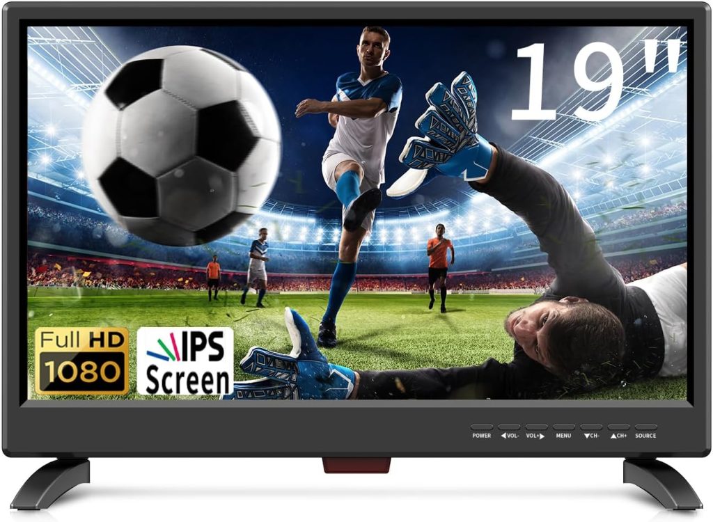 19 Inch Portable LED TV 1080p IPS Display Dual Tuners Built-in Speakers