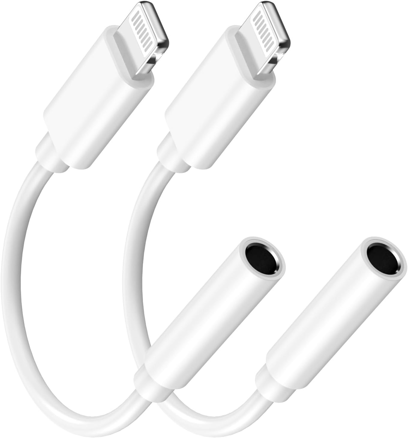 2 Pack MFi Certified Lightning to 3.5mm Headphone Jack Adapter for iPhone 14 to 6 Models