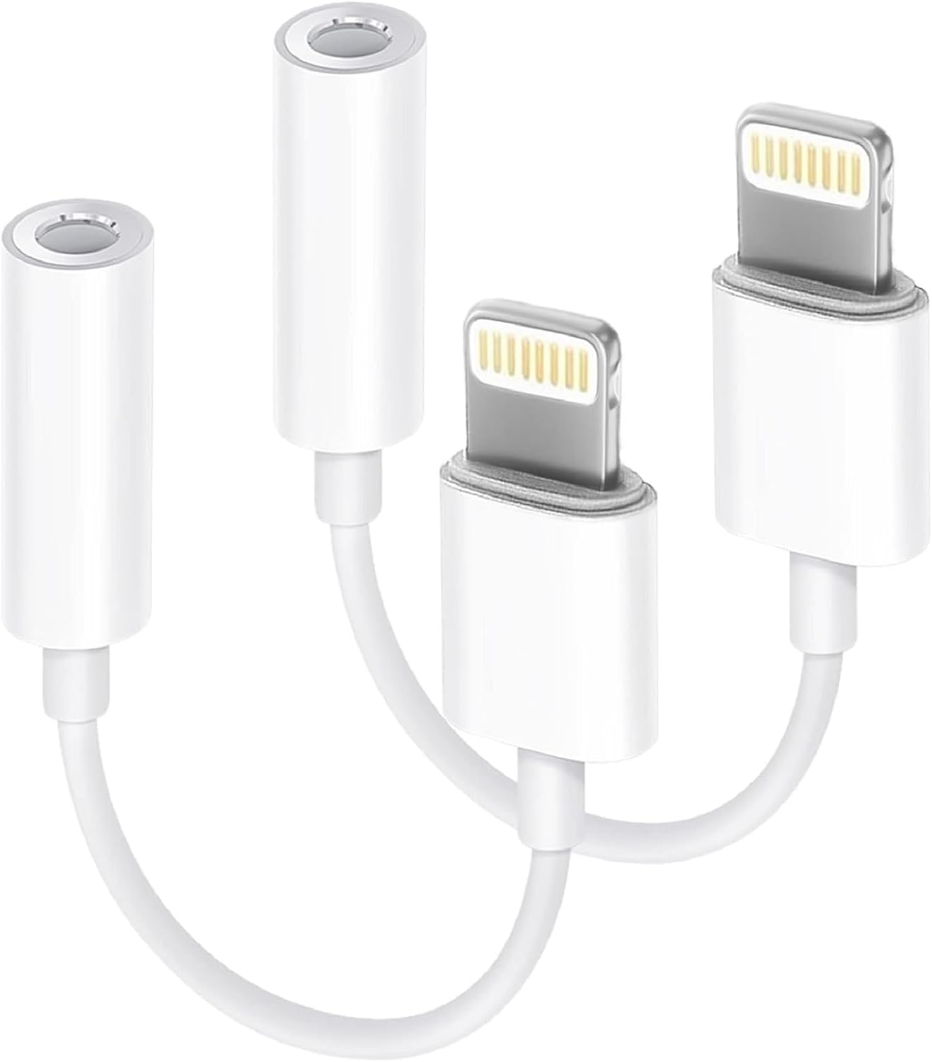 2 Pack Apple MFi Certified Lightning to 3.5mm Headphone Adapter for iPhone 14-7 and iPad