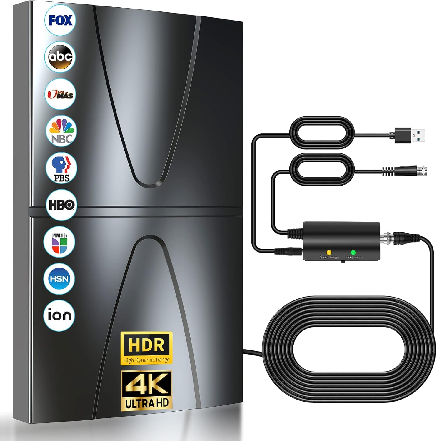 2025 Strongest 2200 Mile Range Indoor Outdoor Smart TV Antenna with Amplifier and 38ft Cable