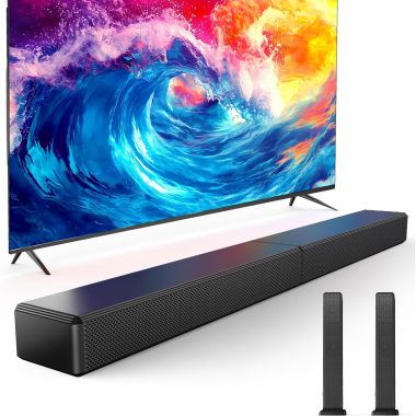 2.2ch 100W Smart TV Sound Bar 2-in-1 Detachable Bluetooth 5.3 Speaker 3 EQ Modes Adjustable Bass