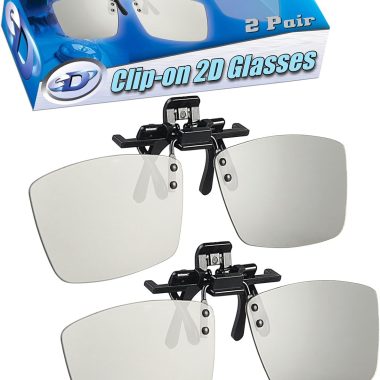 2D Glasses Clip-On 2 Pack for Passive 3D TVs and RealD Theaters