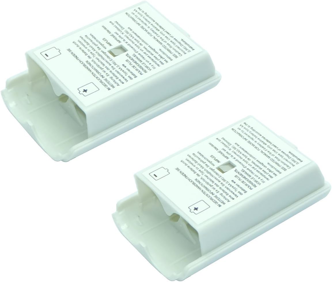New 2-Pack White Battery Covers for Xbox 360 Wireless Controllers
