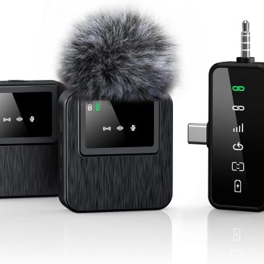 3-in-1 Wireless Microphone System for iPhone, Camera, Android with 328ft Range and 20-Hour Battery Life