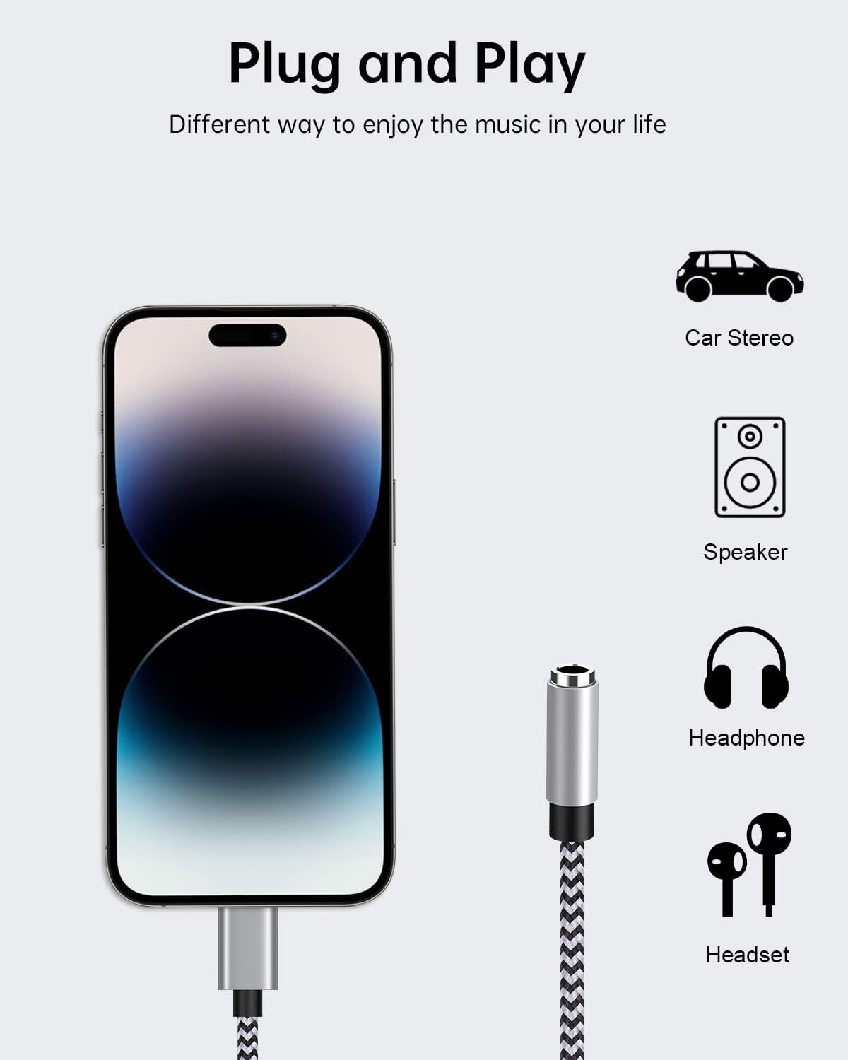 2-Pack MFi Certified 3.5mm to Lightning Adapter Converter for iPhone 14 Pro Max to SE - Image 6