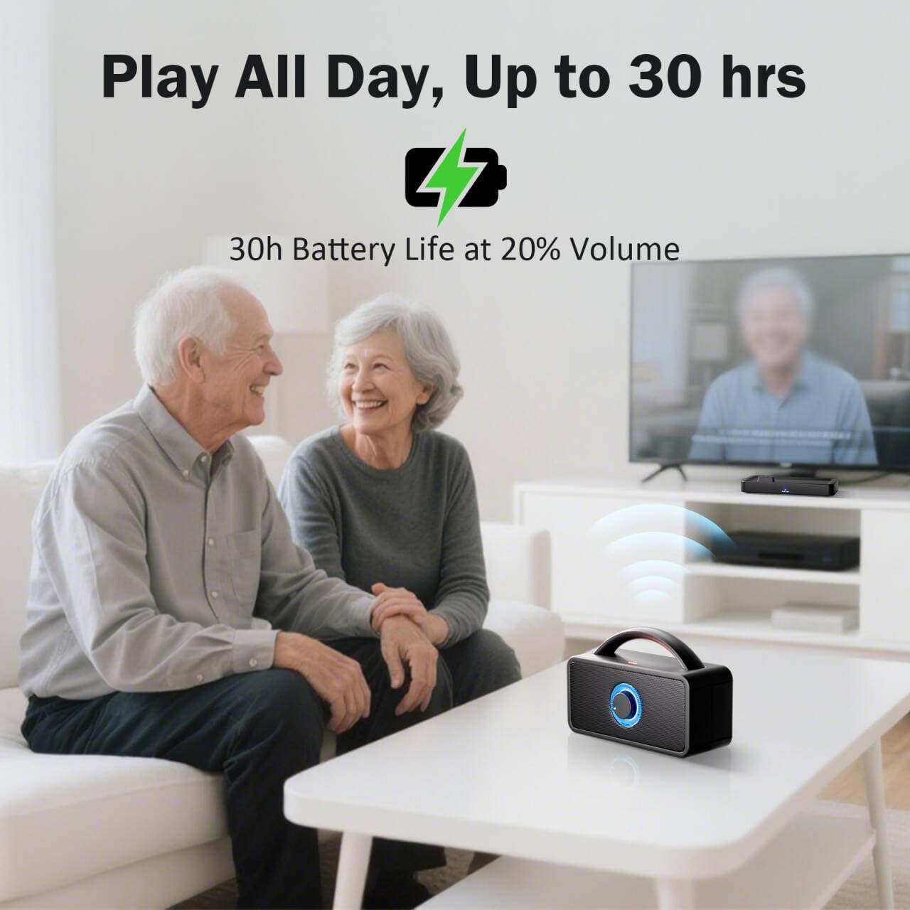 30-Hour Playtime 5.8GHz Wireless TV Speaker for Seniors 50ft Range with HDMI, Optical, AUX, USB, Coaxial Ports - Image 3