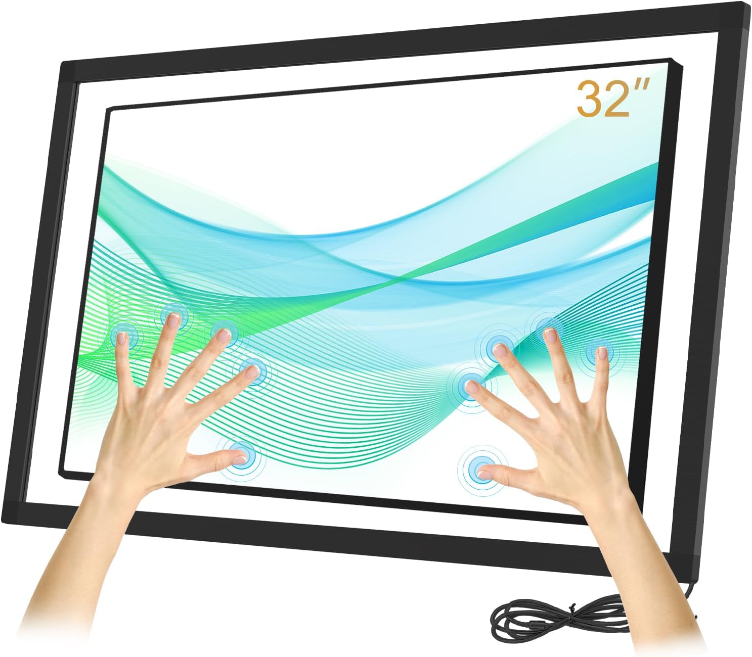 32 Inch 20 Point Infrared Interactive Touch Screen Overlay Frame for Monitors TVs Whiteboards White