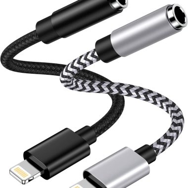 2-Pack MFi Certified 3.5mm to Lightning Adapter Converter for iPhone 14 Pro Max to SE
