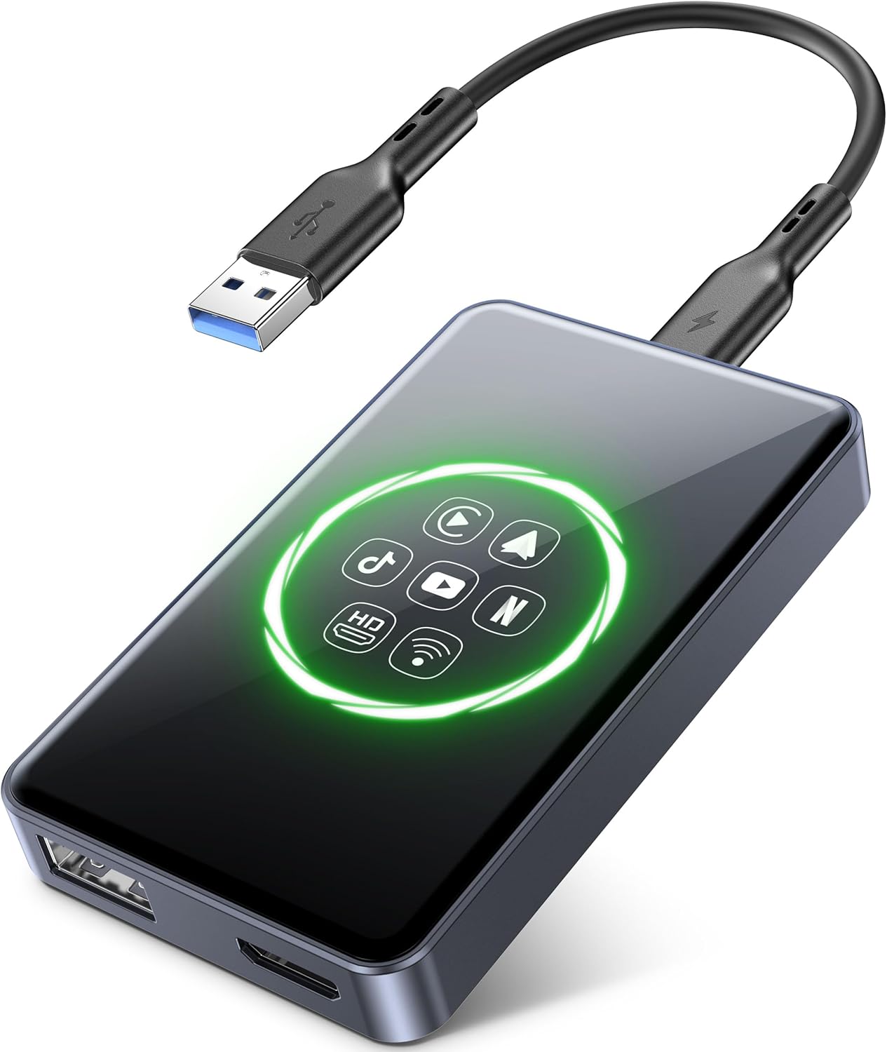 4-in-1 Wireless CarPlay Android Auto Adapter 4+32GB with Netflix YouTube Disney+ Streaming HDMI USB TF Card