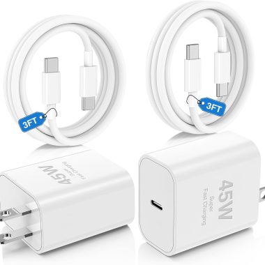 2-Pack 45W USB C Fast Charger Block and 3FT Cable Set for iPhone, iPad Pro, MacBook Air/Pro