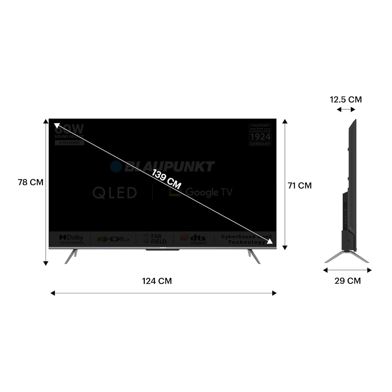 Blaupunkt 55 Inch 4K Ultra HD QLED Google TV Black Quantum Dot Series 55QD7020 - Image 6
