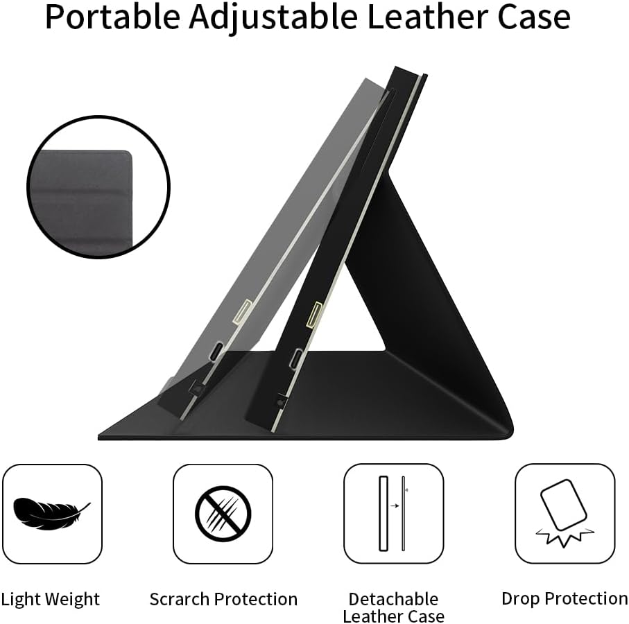 CUQI 7 Inch IPS Portable HDMI Monitor 1024x600 with Leather Stand for Raspberry Pi Laptop PC Xbox PS4 - Image 4