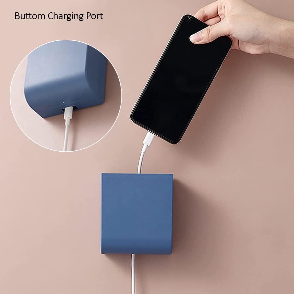 D4 White Wall Mount Phone Holder Stand with Adhesive and Cable Hole for Shower and Charging - Image 3