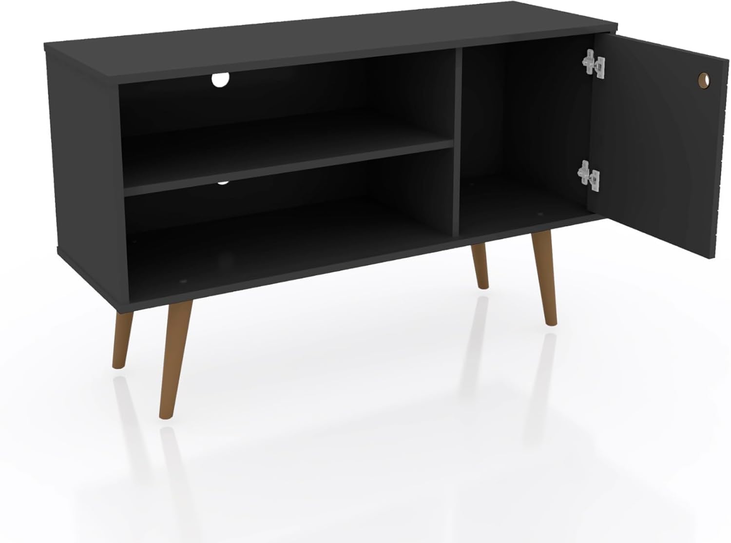 Manhattan Comfort Liberty 43" Wide Black Mid Century Modern TV Stand for TVs up to 46 Inches with Storage - Image 4