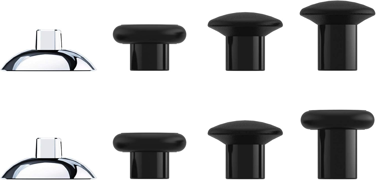 eXtremeRate ThumbsGear Ergonomic Interchangeable Thumbstick Grips for PS5 and PS4 Controllers 3 Height Styles Chrome Silver Black - Image 6