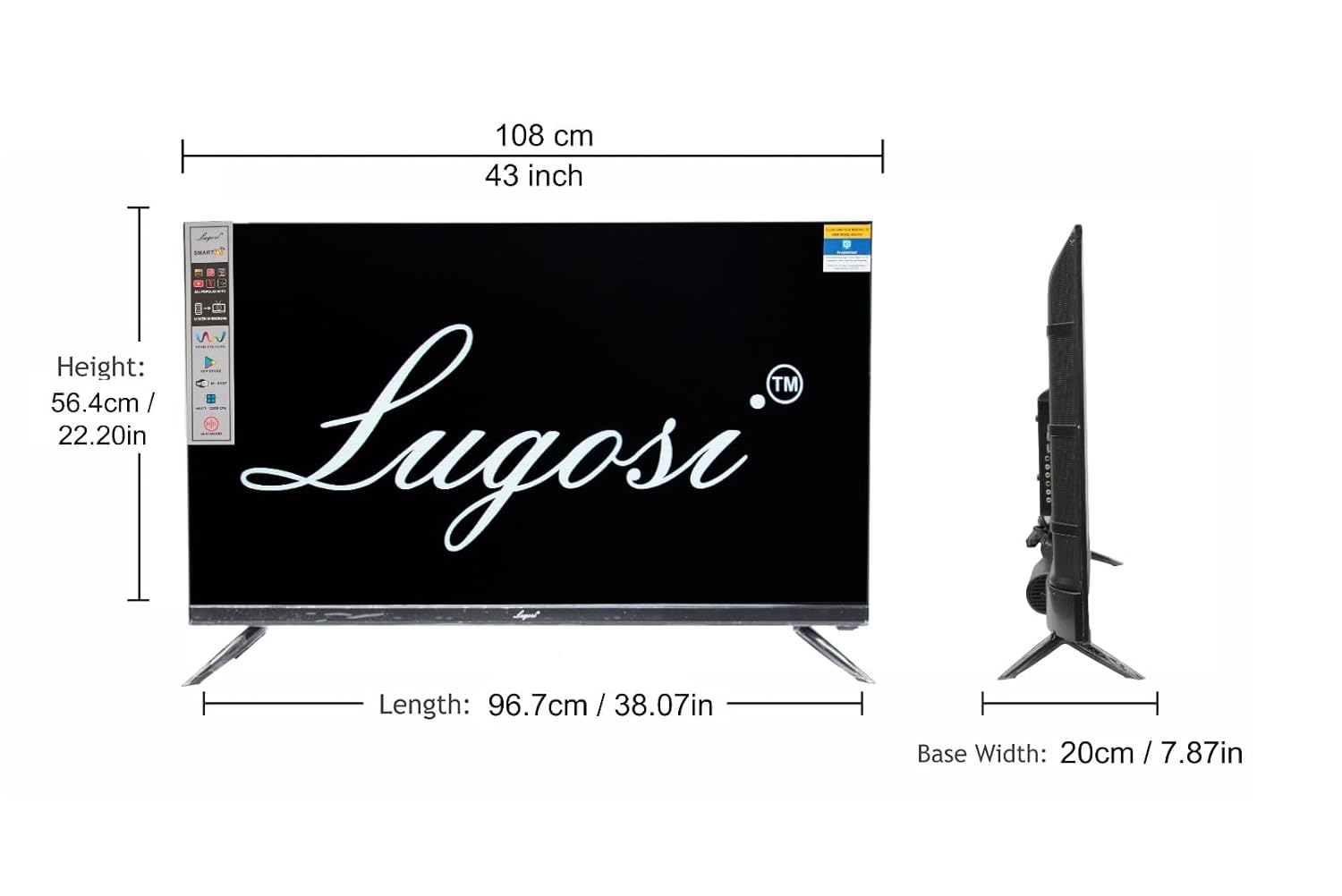 LUGOSI LU43S 43-inch Black Full HD 1920 x 1080 Smart LED TV - Image 6