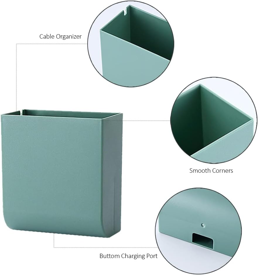 D4 White Wall Mount Phone Holder Stand with Adhesive and Cable Hole for Shower and Charging - Image 4