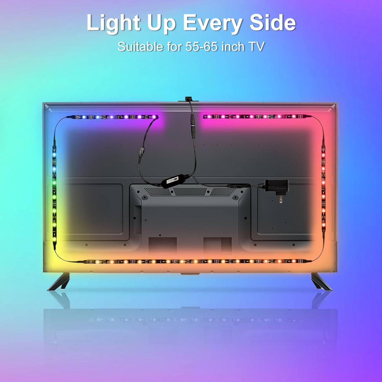 REYLAX 12.5FT Dimmable LED TV Backlight Syncs to Screen for 55-65 Inch TVs - Image 7