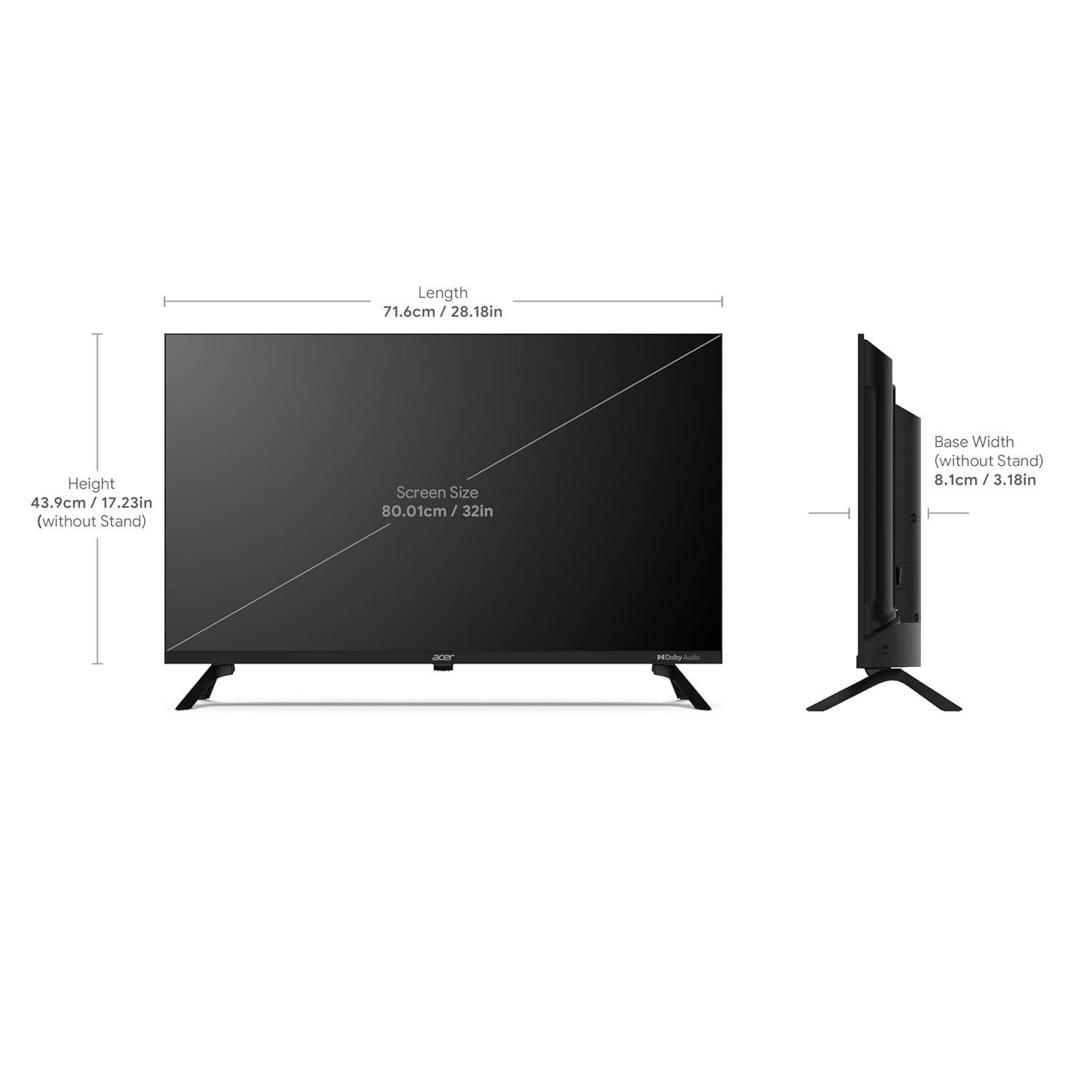 Acer 32 Inch HD Ready Smart Google LED TV Black AR32GT2841HDFL - Image 3