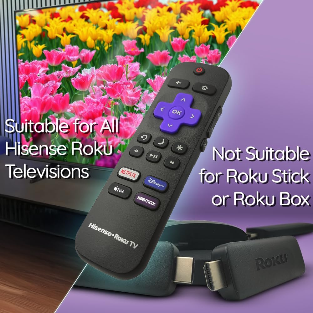 Hisense Roku TV Replacement Remote Control with Volume and Shortcut Buttons for Netflix Disney+ Apple TV HBO - Image 4