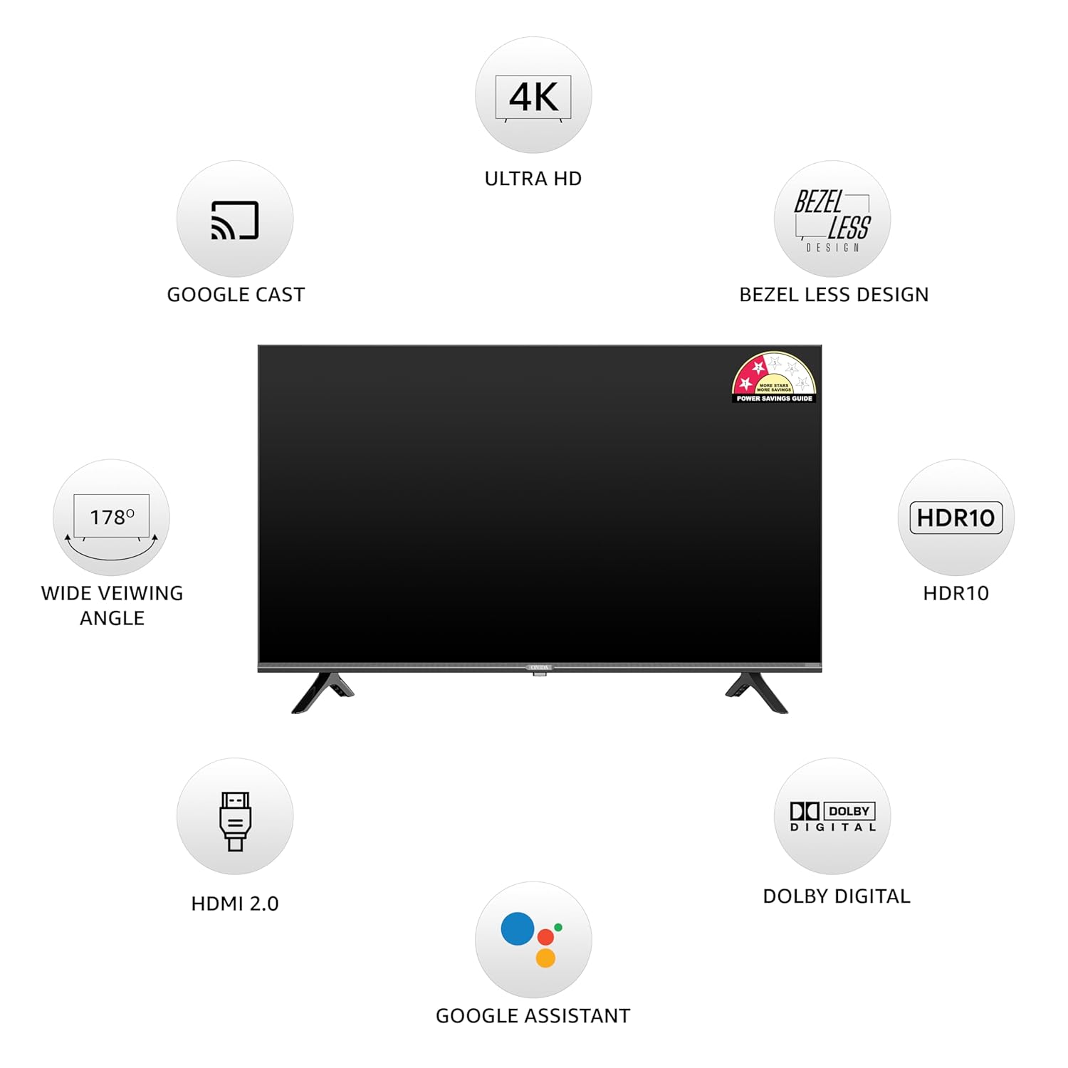 ONIDA 43 Inch 4K Ultra HD Smart Google LED TV 43UZI Nexg Series New - Image 2