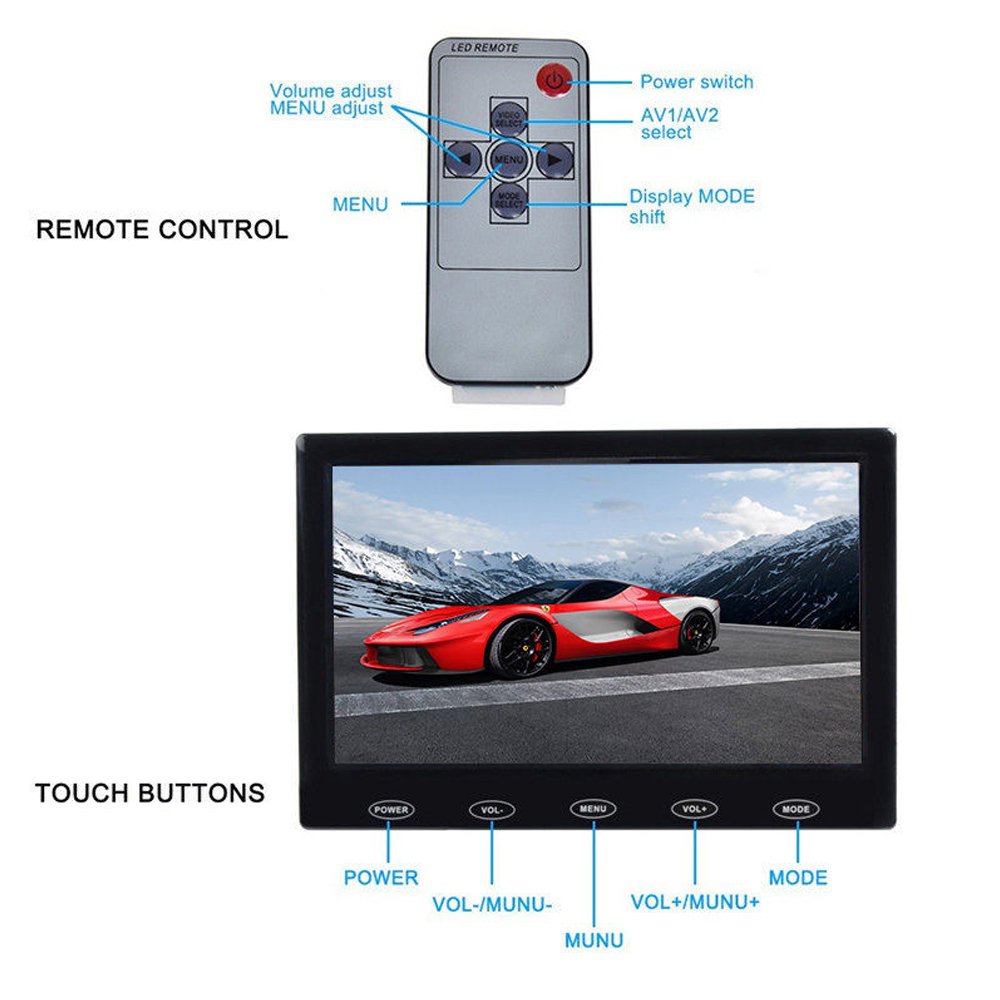 SallyBest 7 Inch Ultra Thin 16:9 HD 800x480 TFT Color Car Rear View Monitor with 2 Video Inputs and HDMI VGA Support - Image 8