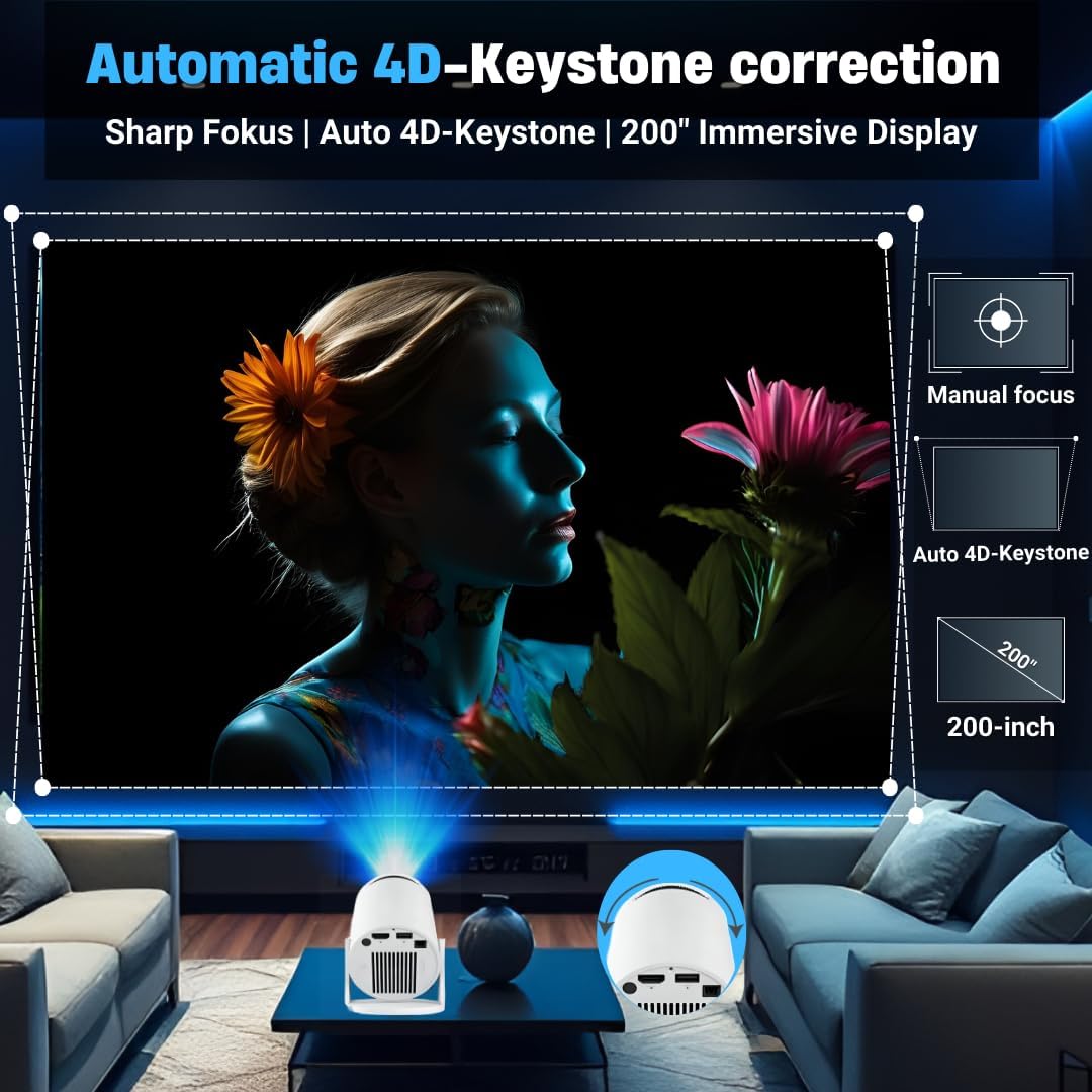 Smart Portable Mini Projector WiFi Bluetooth Android 11 4K Support 180° Rotation 2025 Upgrade - Image 6