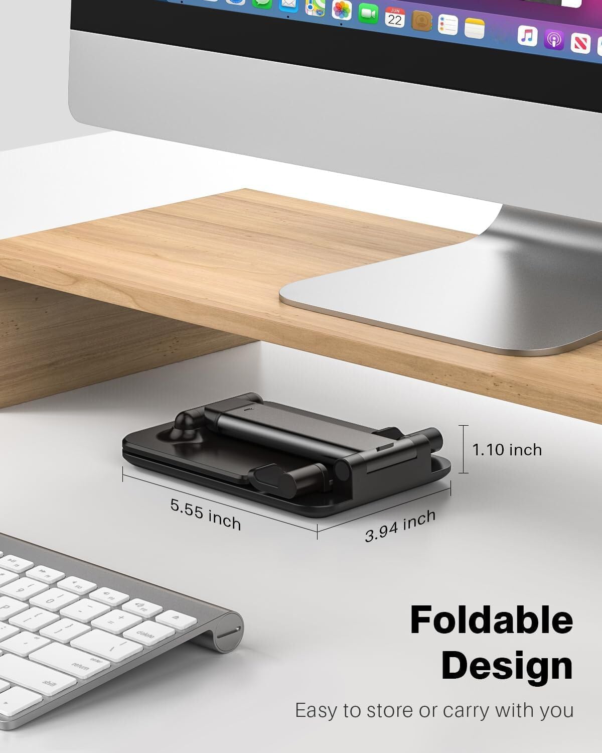Foldable Adjustable Tablet Stand 5.55" Wide, Fits iPad Pro, Surface Pro, and 4.7-15.6" Portable Monitors - Image 3