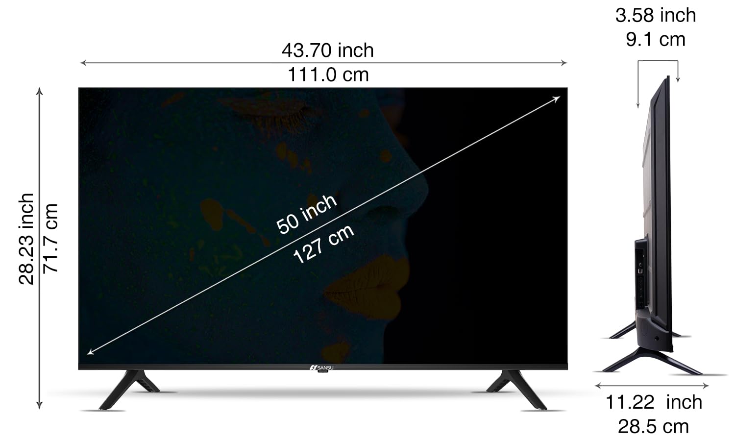 SANSUI 50 Inch 4K Ultra HD Smart Google LED TV with Dolby Audio Zen Panel Black - Image 9