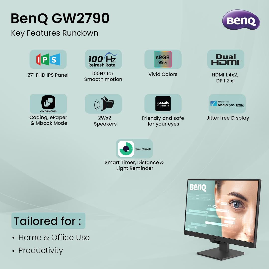 BenQ GW2790 27-inch FHD 1080P IPS Monitor 100Hz 99% sRGB Black - Image 2