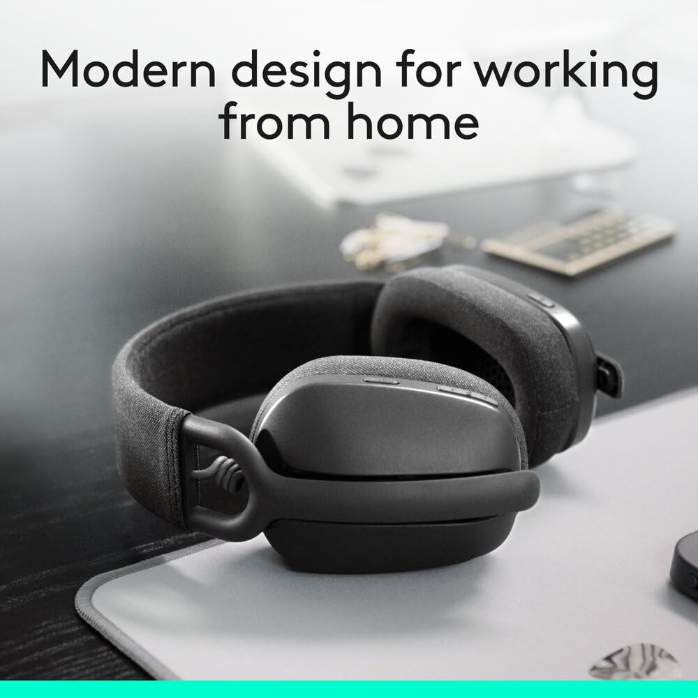 Logitech Zone Vibe 100 Lightweight Wireless Over-Ear Headphones Graphite Advanced Multipoint Bluetooth - Image 2