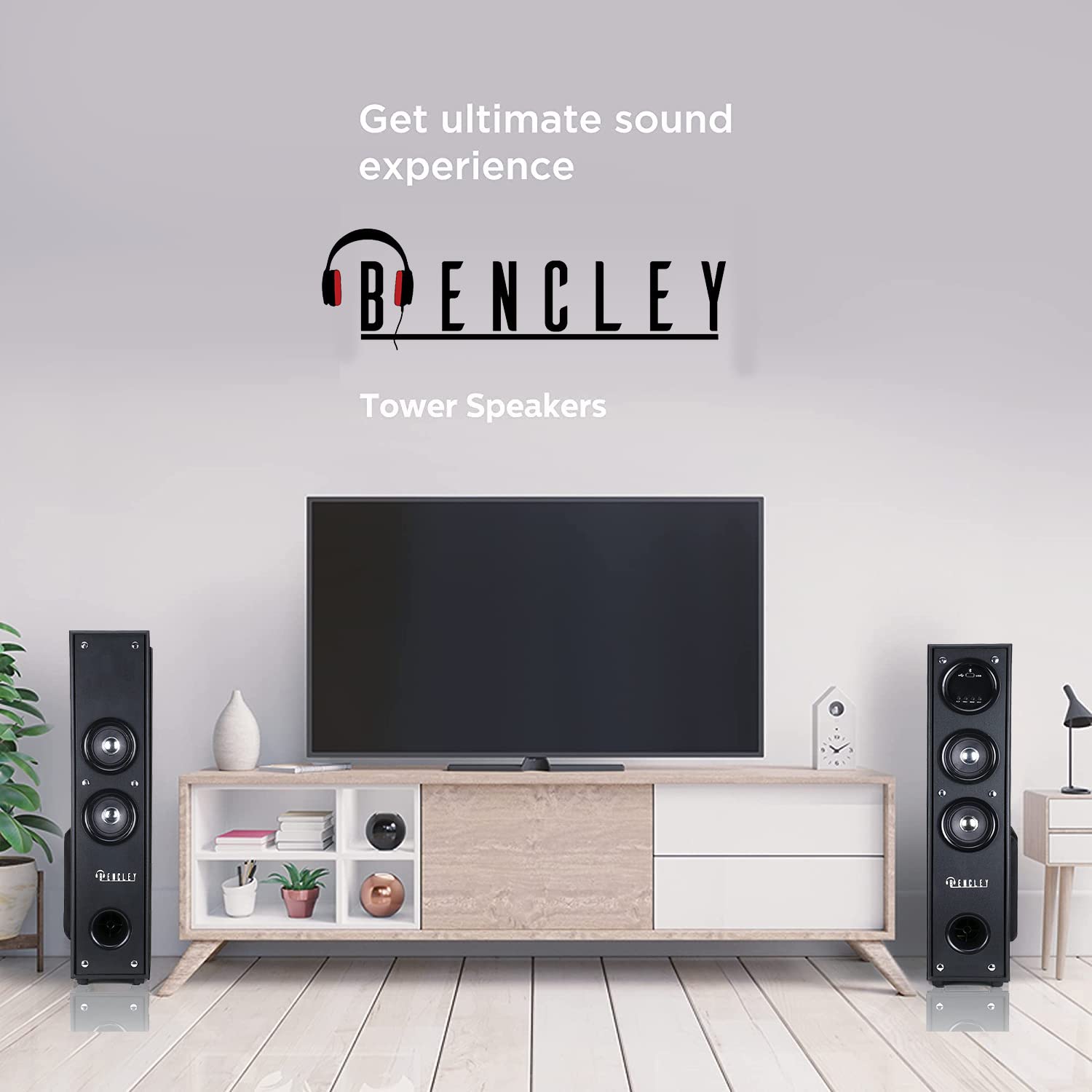 BENCLEY 64cm Height Double Tower Bluetooth Multimedia Home Theater Speakers with FM and Pen Drive Support - Image 7
