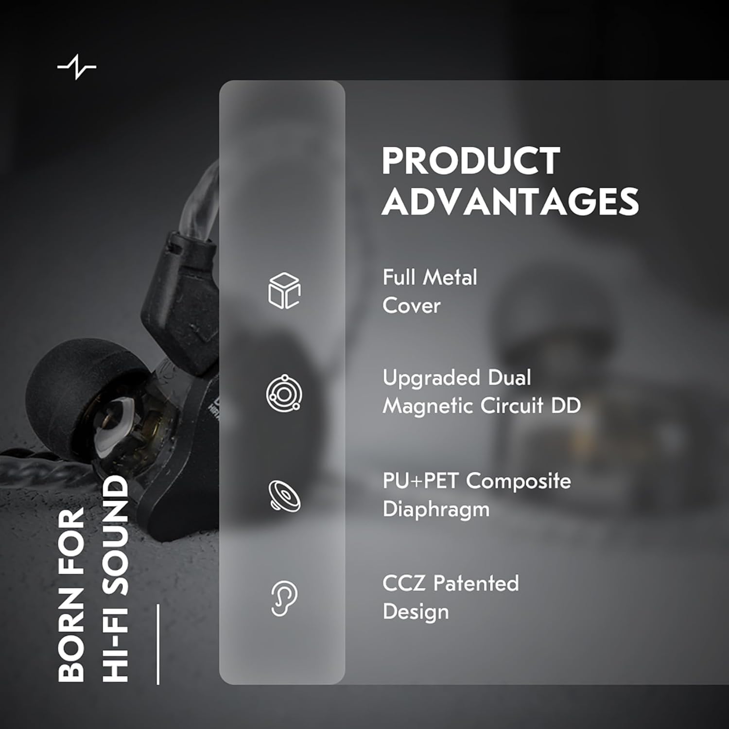 CCZ DC02 Black Wired HiFi Stereo Noise Cancelling In-Ear Monitors without Microphone 4N OFC Cable - Image 3