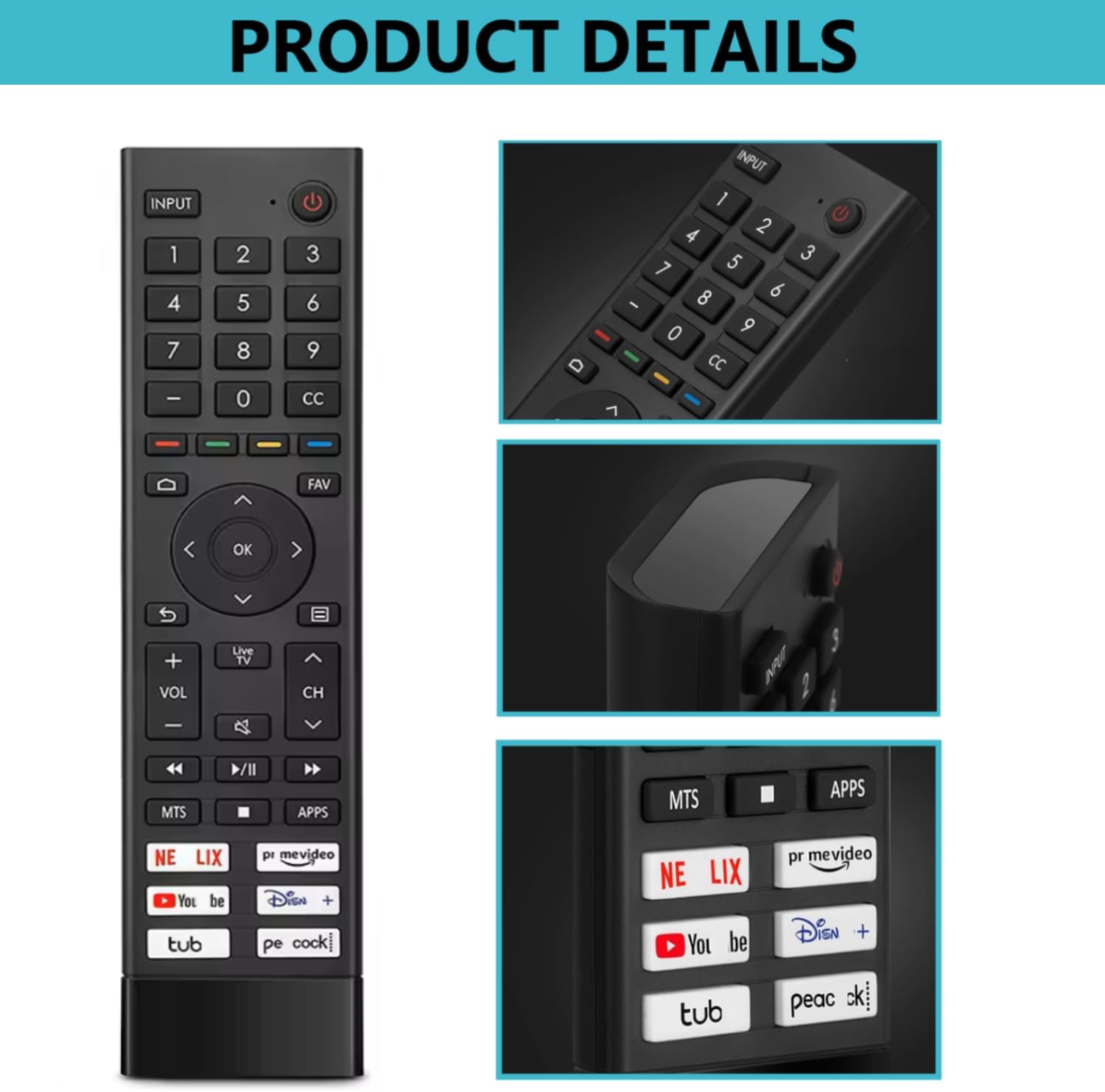 Replacement Smart TV Remote Control for Hisense 4K UHD Android TVs 50A6G 55A6G 60A6G 65A6G 70A6G 75A6G and U6G U68G Models - Image 4