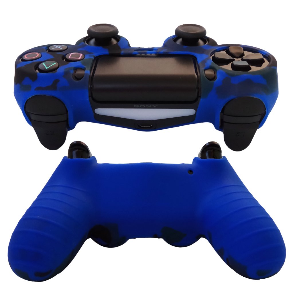 Hikfly Camouflage Silicone Gel Controller Skin Protector Set for PS4, PS4 Slim, PS4 Pro - Red and Blue - Image 5
