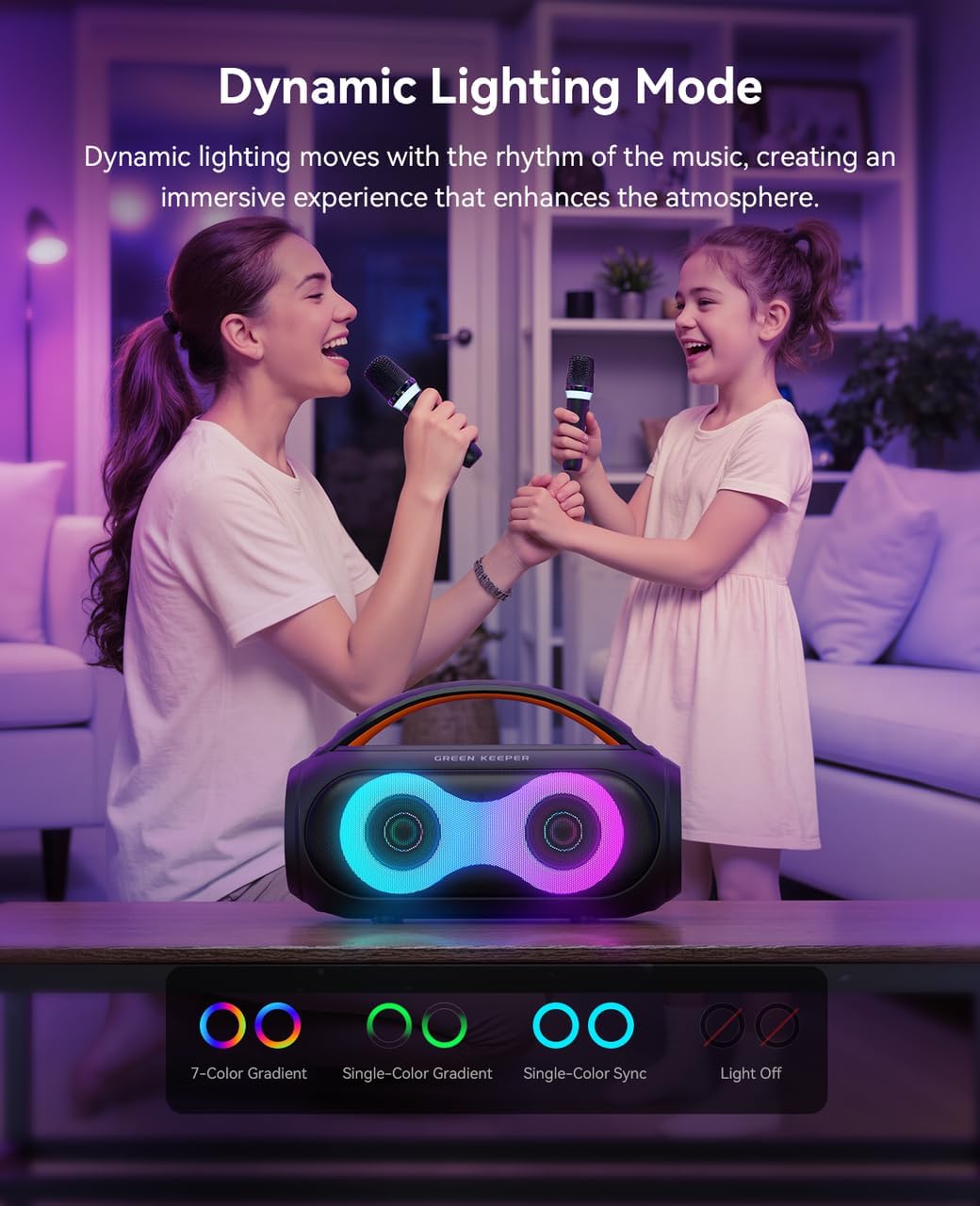 Portable Bluetooth Karaoke Machine for Parties with 2 Wireless Mics, 200W Speaker, Magic Voices & RGB Lights - Image 8