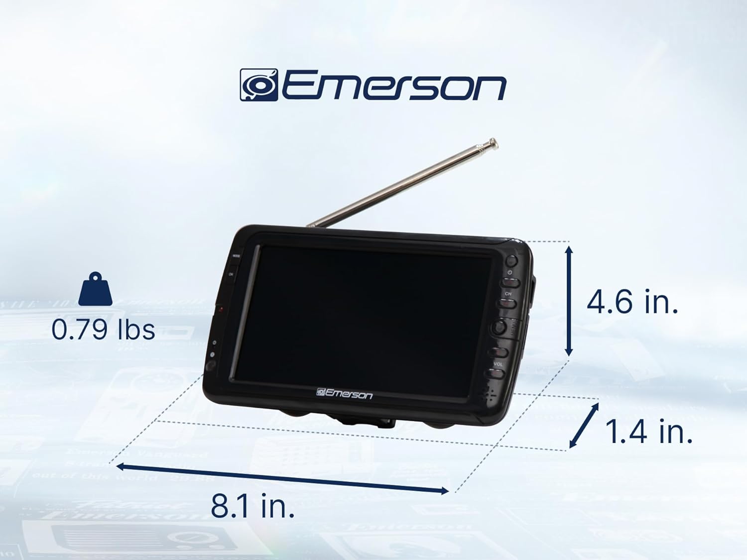 Emerson 7 Inch Portable LCD TV with Digital Tuner Rechargeable Battery for Travel - Image 8