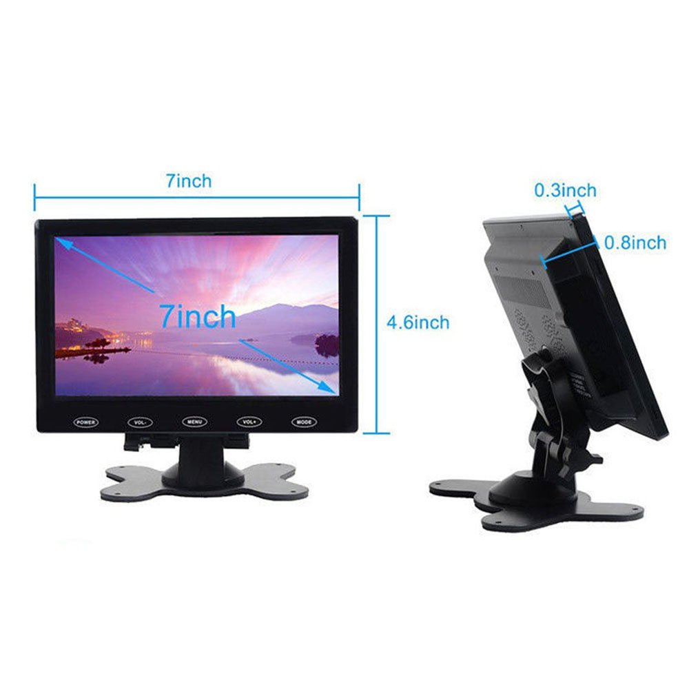 SallyBest 7 Inch Ultra Thin 16:9 HD 800x480 TFT Color Car Rear View Monitor with 2 Video Inputs and HDMI VGA Support - Image 3