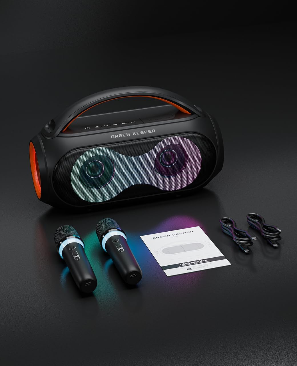 Portable Bluetooth Karaoke Machine for Parties with 2 Wireless Mics, 200W Speaker, Magic Voices & RGB Lights - Image 9