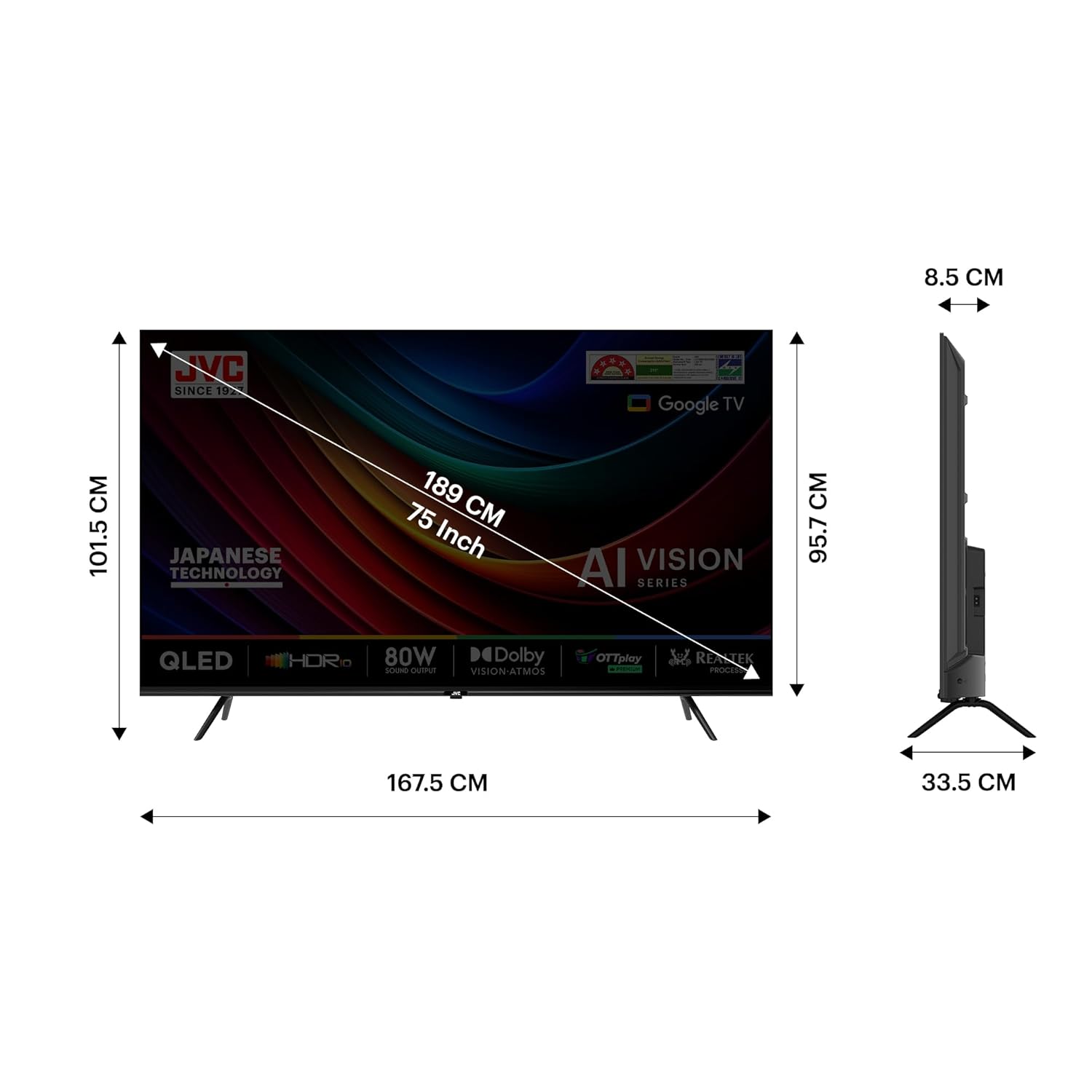 JVC 75 Inch AI Vision Series QLED Google TV LT-75NQ7165C Black - Image 6