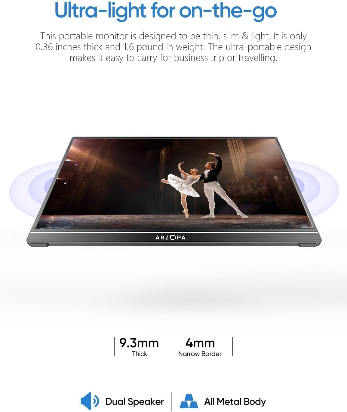 ARZOPA 15.6 Inch FHD 1080P Portable Monitor Ultra-Slim with Kickstand for PC Mac Phone Xbox PS5 - Image 7