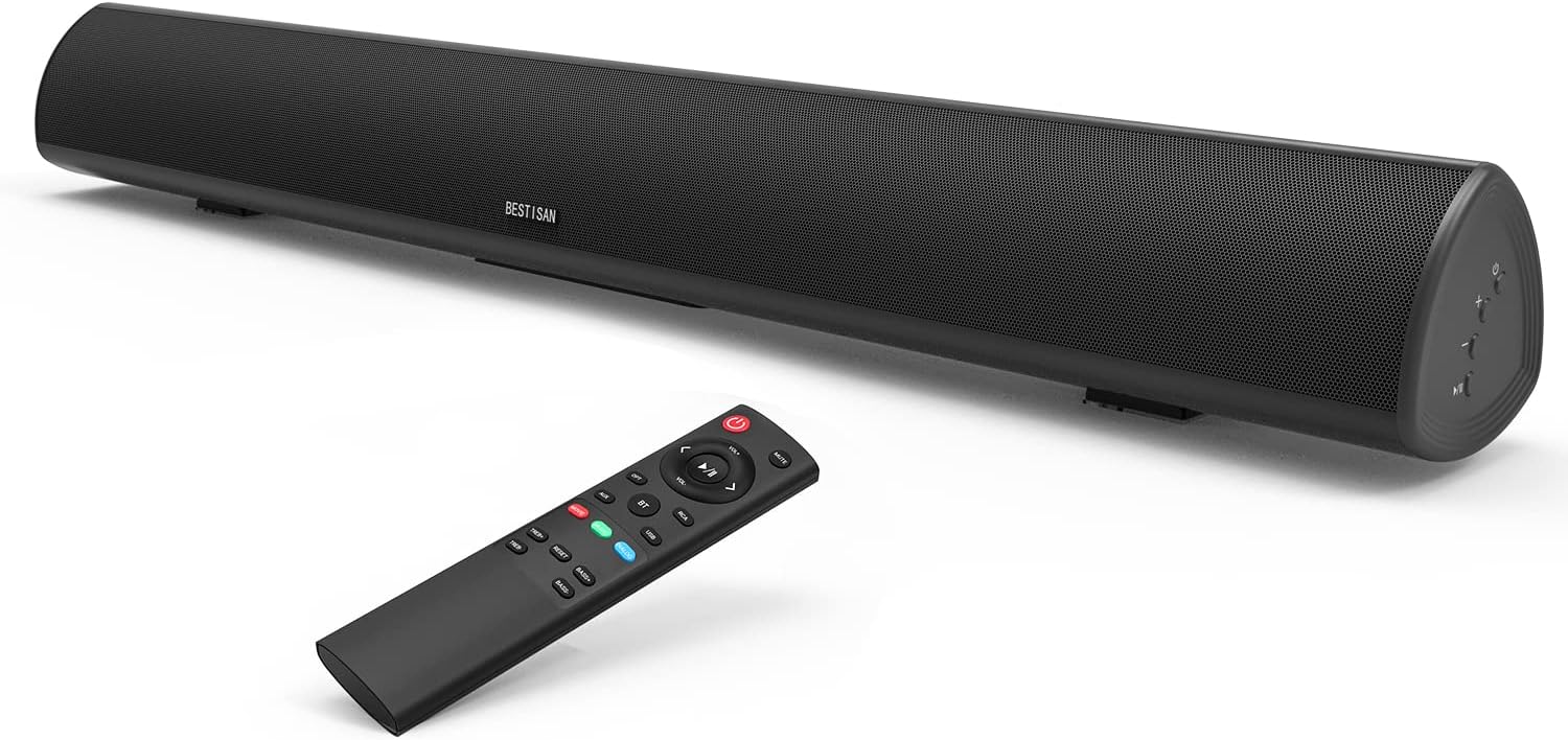 BESTISAN 28 Inch Soundbar with Bluetooth 5.0 HDMI-ARC Optical Cable DSP Bass Adjustable Wall Mountable - Image 4