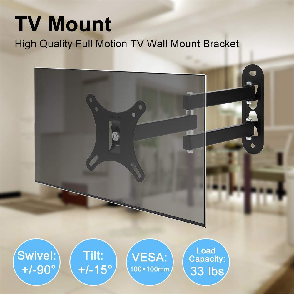 OAHU® Space-Saving TV Wall Mount Bracket for 12-26 Inch Screens, 20kg Capacity - Image 2