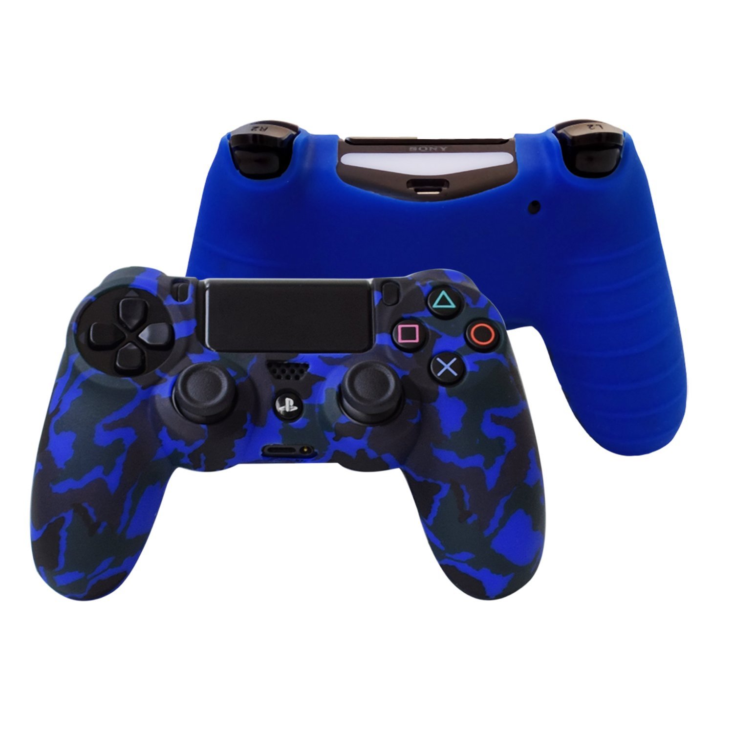Hikfly Camouflage Silicone Gel Controller Skin Protector Set for PS4, PS4 Slim, PS4 Pro - Red and Blue - Image 3