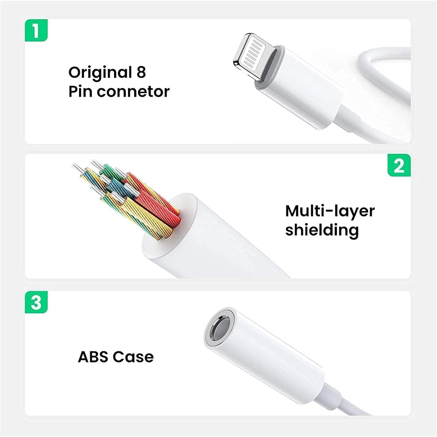 2 Pack Apple MFi Certified Lightning to 3.5mm Headphone Adapter for iPhone 14-7 and iPad - Image 3