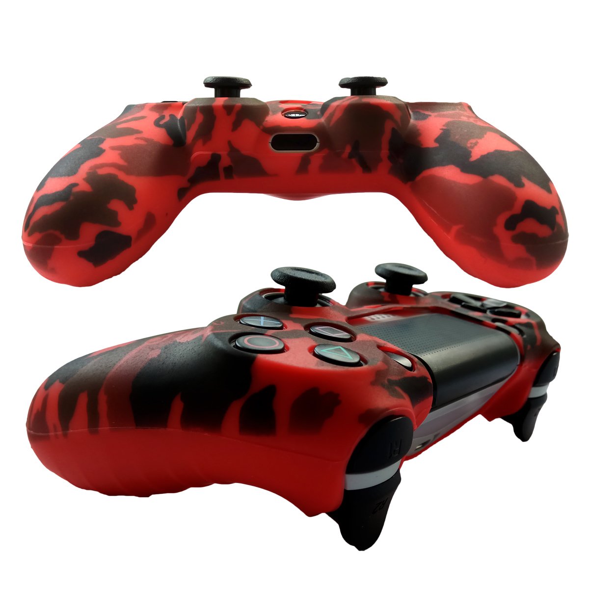 Hikfly Camouflage Silicone Gel Controller Skin Protector Set for PS4, PS4 Slim, PS4 Pro - Red and Blue - Image 7