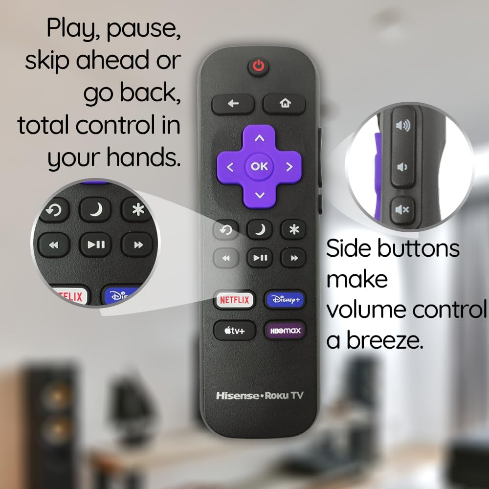 Hisense Roku TV Replacement Remote Control with Volume and Shortcut Buttons for Netflix Disney+ Apple TV HBO - Image 5