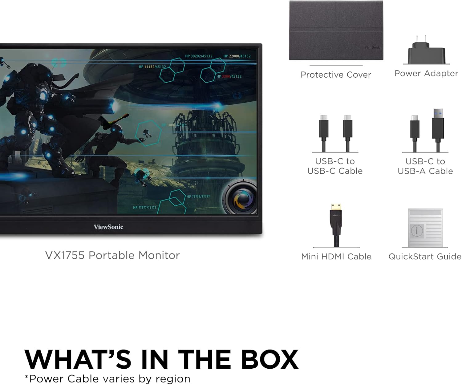ViewSonic VX1755 17 Inch 1080p Portable IPS Gaming Monitor 144Hz AMD FreeSync Premium 60W USB C - Image 7